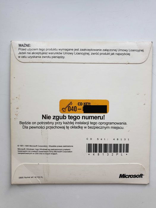 Windows 95 PL Uaktualnienie Upgrade CD – Oryginalny Nośnik Microsoft Retro PC