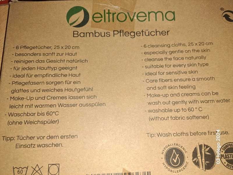 bambusowe ręczniki ściereczki do twarzy zestaw ELTROVEMA