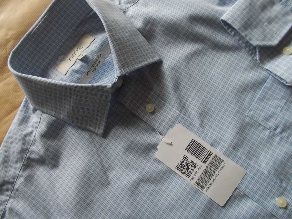 L NEXT Sygnature Designerska Koszula Męska L 41,5 cm UK + Krawat