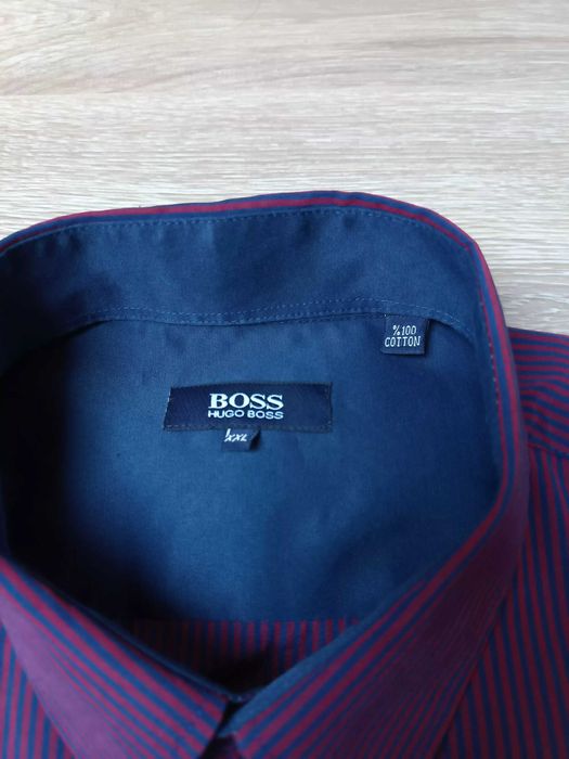 Koszula krótki rękaw kołnierzyk guziki kieszeń prążek 'Hugo Boss' XXL