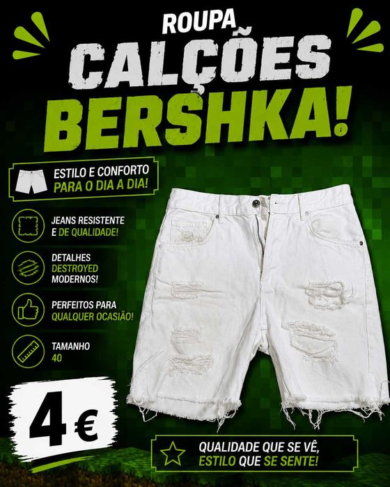 Calções Bershka tam. 40 (Brancos)