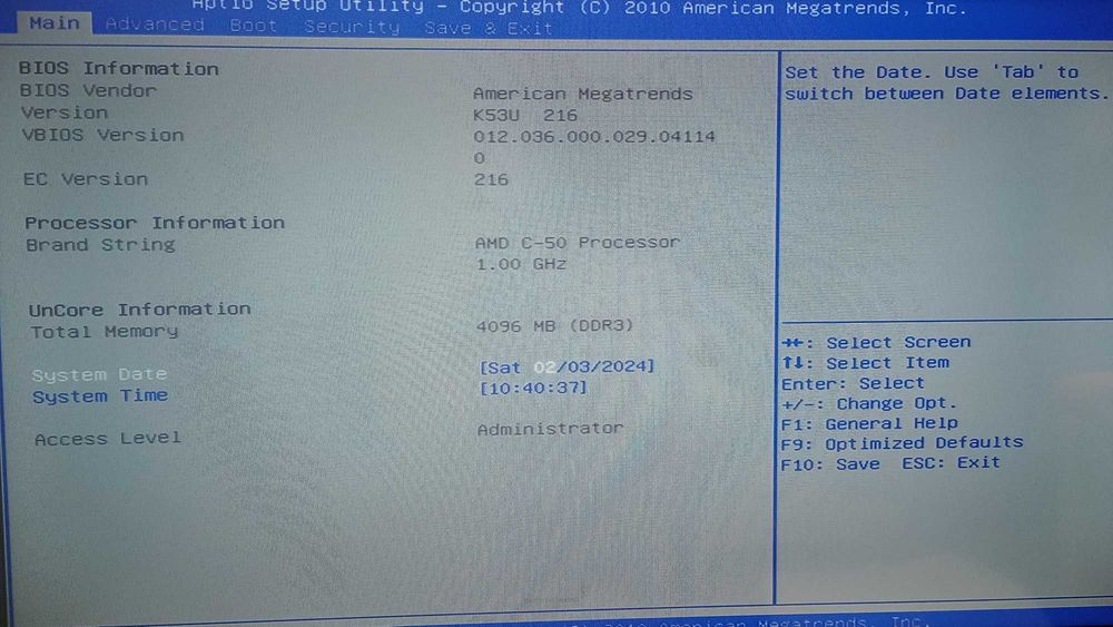 Płyta główna ASUS K53U + 4GB RAM