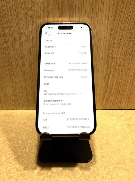 Iphone 14 Pro, 100% NOWA BATERIA, 128 GB, + ZESTAW !