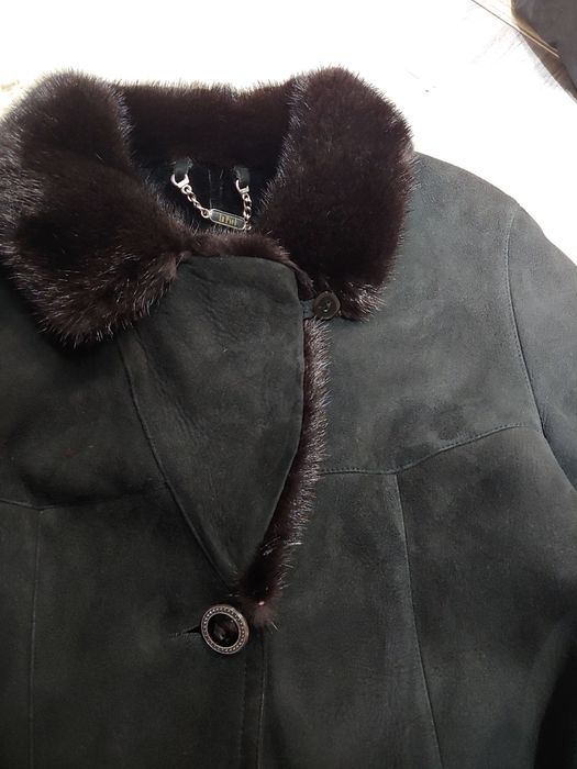Теплюча шкіряна дублянка преміум якості з норкою