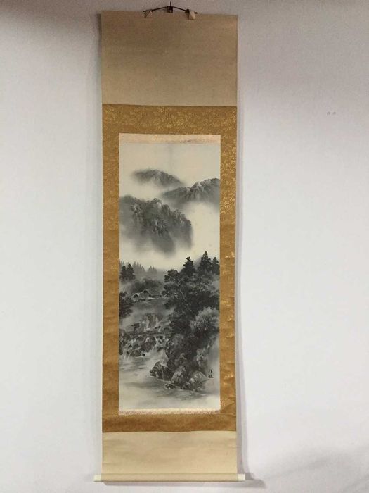 Stary zwój japoński KAKEMONO Kakejiku katana obraz miecz Japonia XXw.