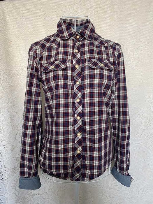 Koszula w kratę z podwijanymi rękawami Tommy Hilfiger XS/S 34/36