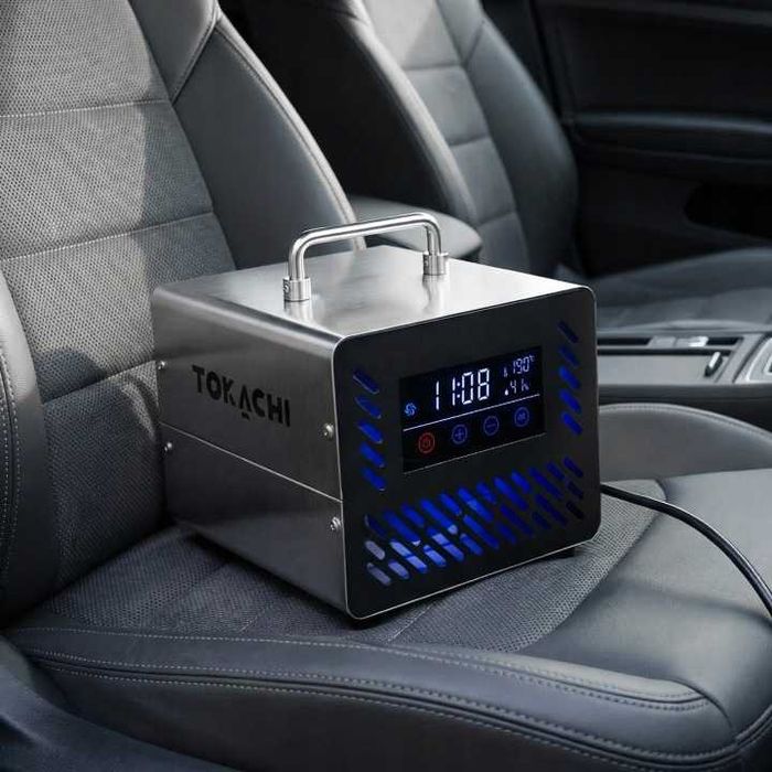 Mocny OZONATOR Profesjonalny Generator Ozonu 70000mg/h Oczyszczacz Powietrza 155W Dotykowy Panel Pilot Higrometr Timer 4 Płytki 70g