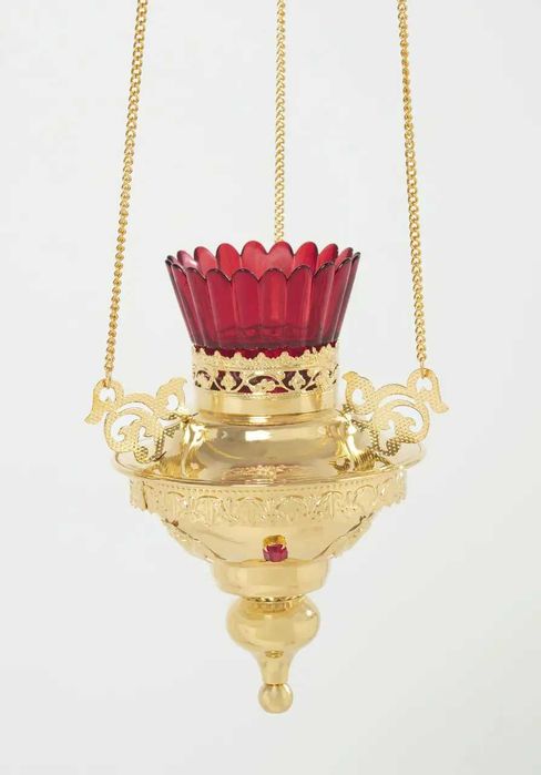 Лампада подвесная № 9 золочение красный Софрино