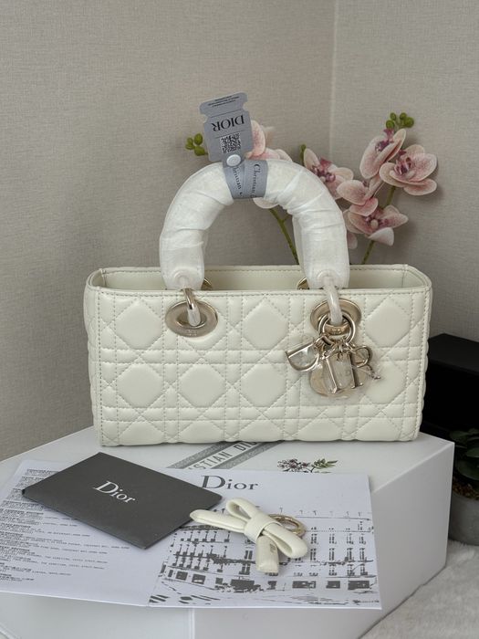 Сумка Dior Lady D Joy 22 см біла молочна з ремінцем повний комплект