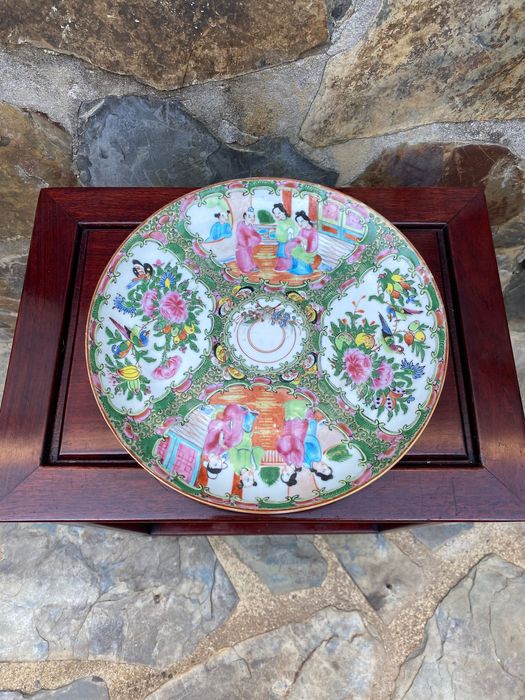 Prato Porcelana Chinesa família verde séc XIX 24 cm