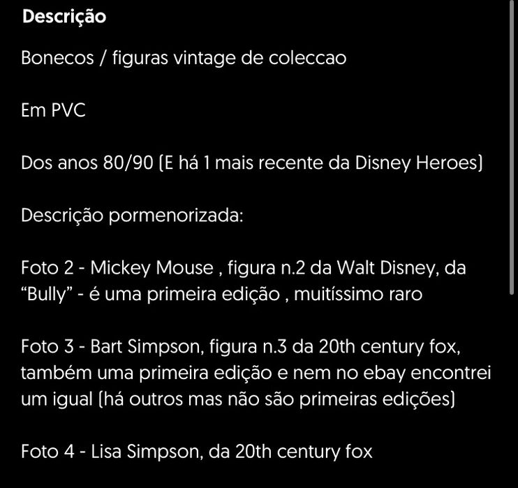 Figuras raras vintage antigas disney