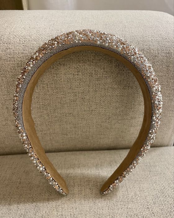 Bandolete com cristais rosa gold e prateados