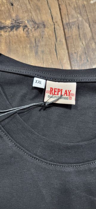 Replay czarna koszulka męska t-shirt bawełna XXL