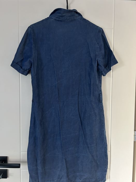 Sukienka koszulowa jeansowa z krotkim rekawem LACOSTE