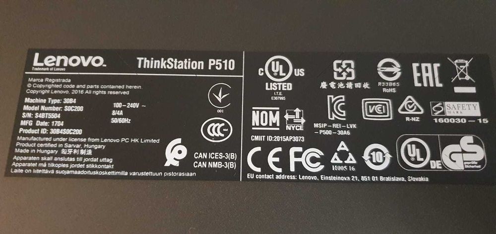 Lenovo P510  pc4 16/ssd 512 Nvidia K2000