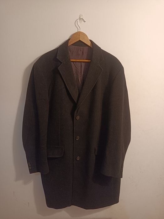 Czarny płaszcz męski Dressmann wełna kaszmir rozmiar 56
