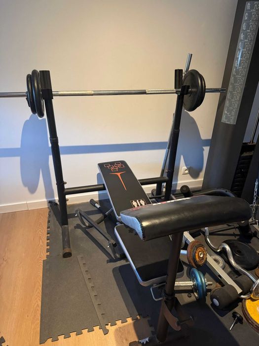 Home Gym completo - Multifunções, Banco, Alteres, Barras, Pesos