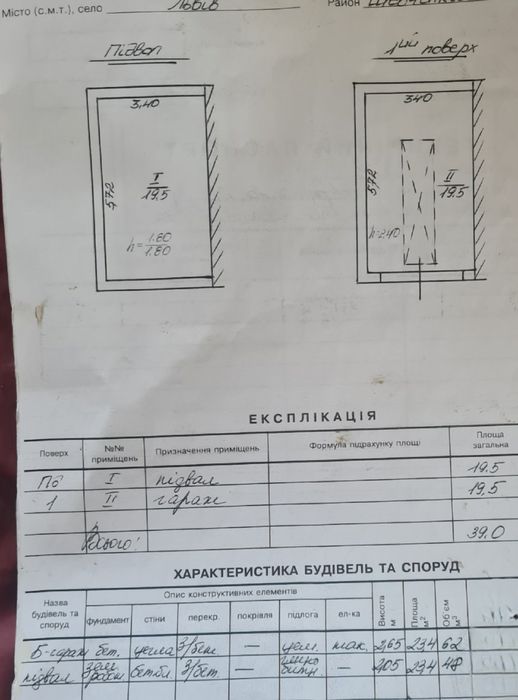 Продаж гараж в кооперативі, цегляний 39 кв.м. ближній центр, Єрошенка