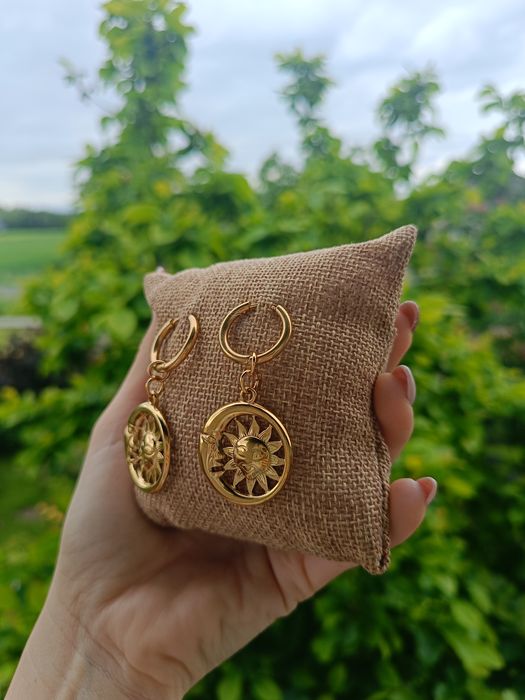 Kolczyki słońce i księżyc, biżuteria Boho, mistyczna
