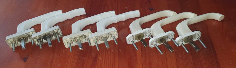 KLAMKI do okien plastikowych używane - sprawne z demontażu - 7 sztuk