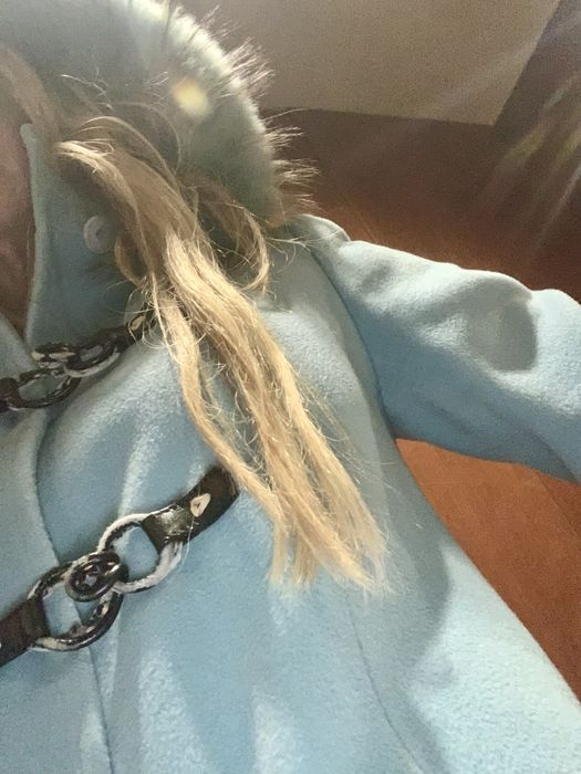 Casaco faenda azul bebe e pelo natural