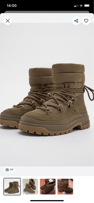 Ботинки Зара замш шерсть