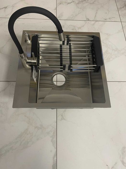 Мийка Luminex 5050 сіра + та кран для кухні з гнучким виливом Kroner