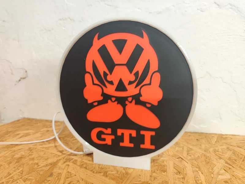 Lightbox luminaria decorativa VW Volkswagen GTI cx branca
