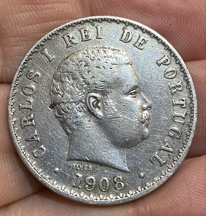 Moeda 740 - D. CARLOS I - 500 Reis 1908 Prata