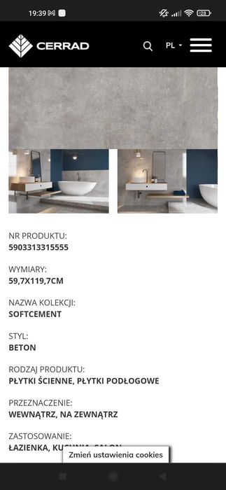 Cerrad softcement silver mat 60x120