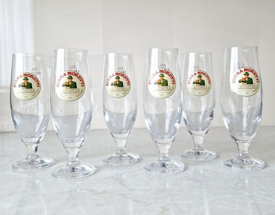 Nowe stylowe szklanki do piwa Birra Moretti komplet 6 sztuk kufel