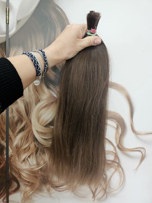 Włosy naturalne dziewicze polskie 40cm 65g jasny brąz