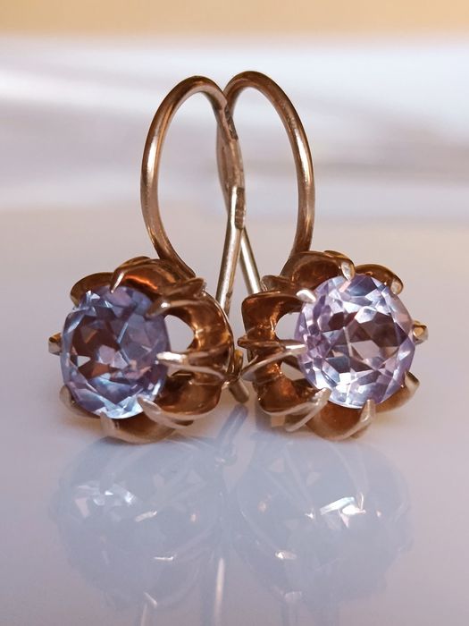 Золотые серьги с Александритом СССР Золоті радянські сережки