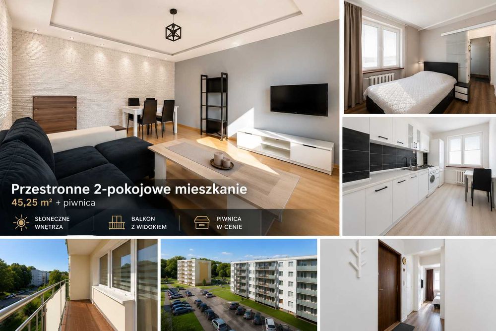 2 pokoje | 45,25 m² | Nad Morzem | 10 min do plaży | Balkon | Duża Piwnica 6,86 m² | Gotowe do zamieszkania
