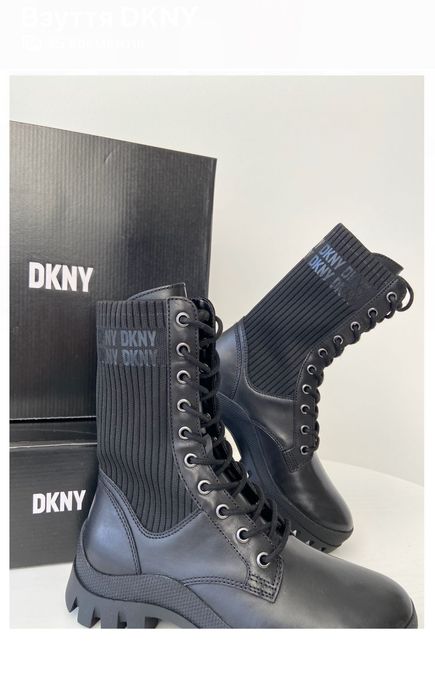 Жіночі шкіряні ботінки DKNY Knit Boot оригінал берци женские ботинки