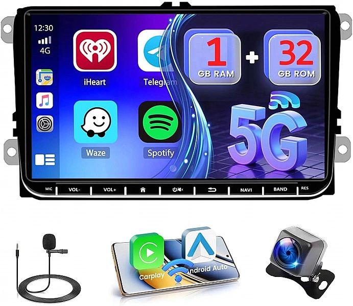 Radio samochodowe 9" Android 13 VW Golf 5/6 Skoda Golf Polo Passat Sea