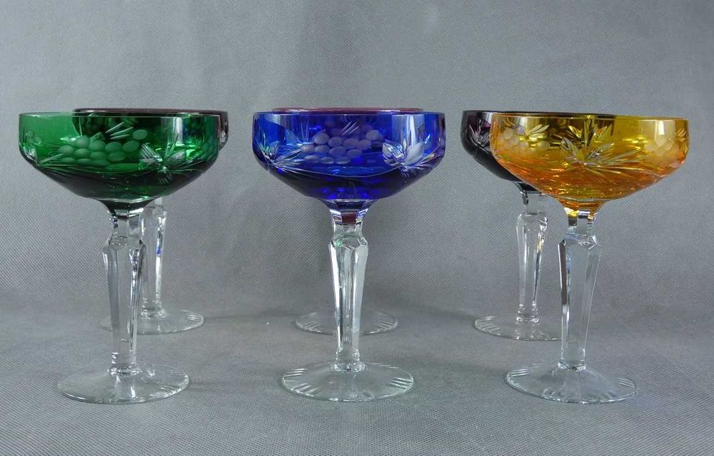 Komplet kolorowych kryształowych kieliszków szampana KIELISZKI 6 sztuk