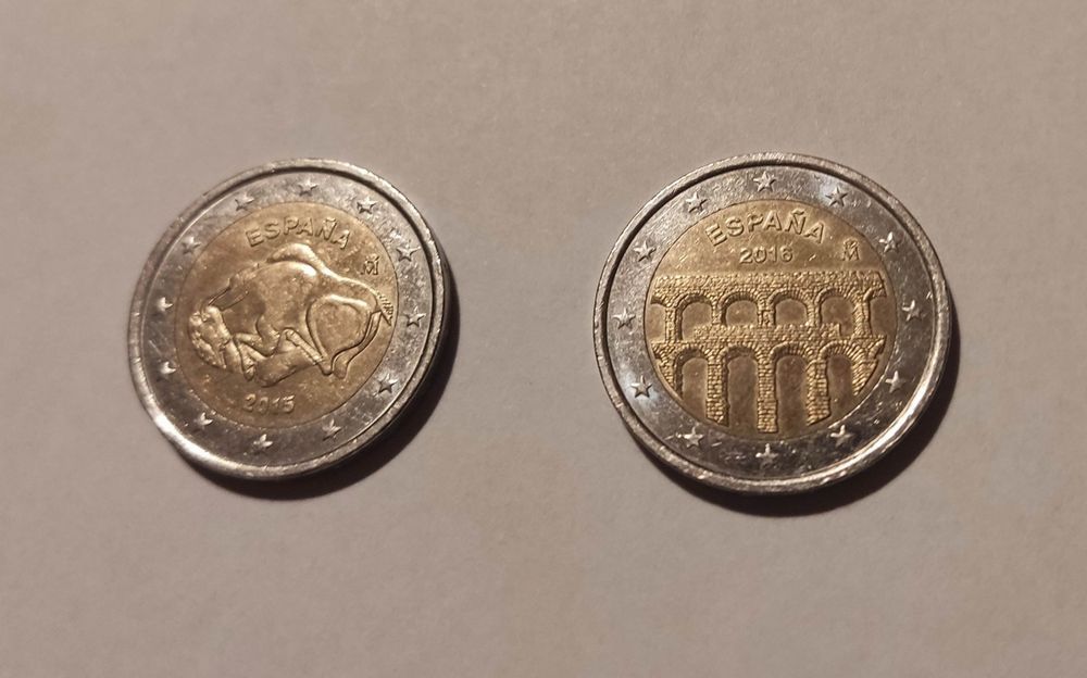 Conjunto 6 moedas 2€ comemorativas (2 Espanha, 2 França e 2 Alemanha)