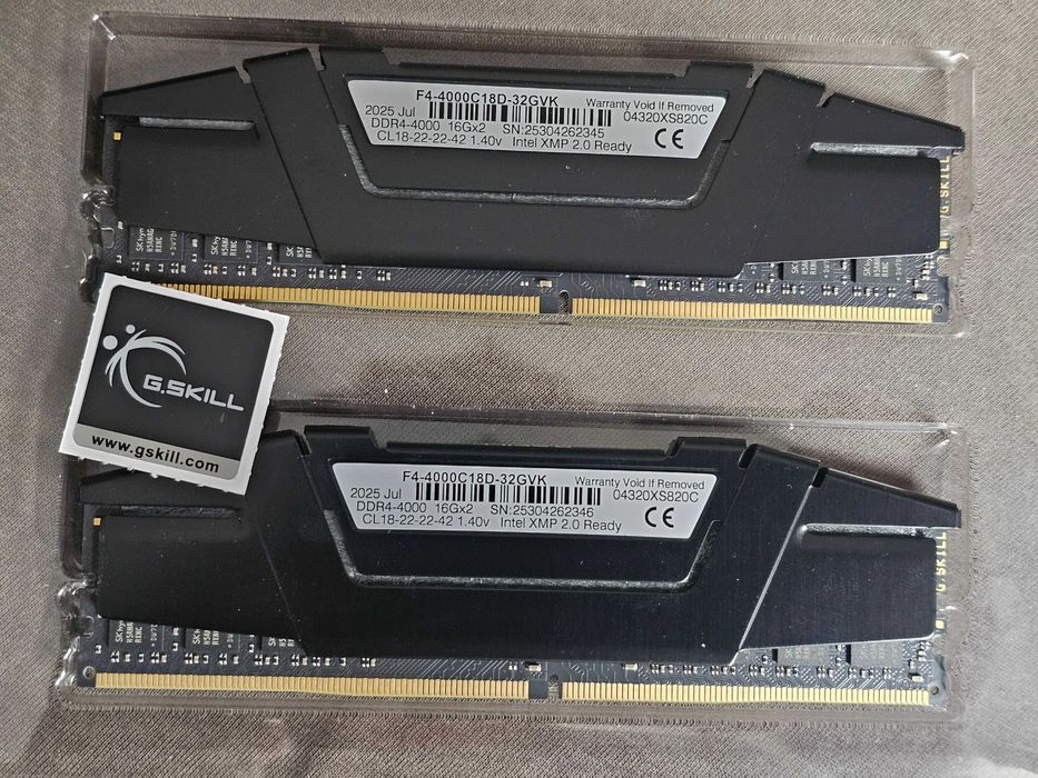G.skill ripjawsv DDR4 2X16GB 32GB 4000MHz black F4-4000C18D-32GVK