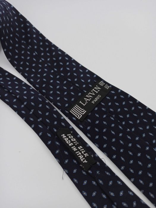 Lanvin paris granatowy jedwabny krawat ol110