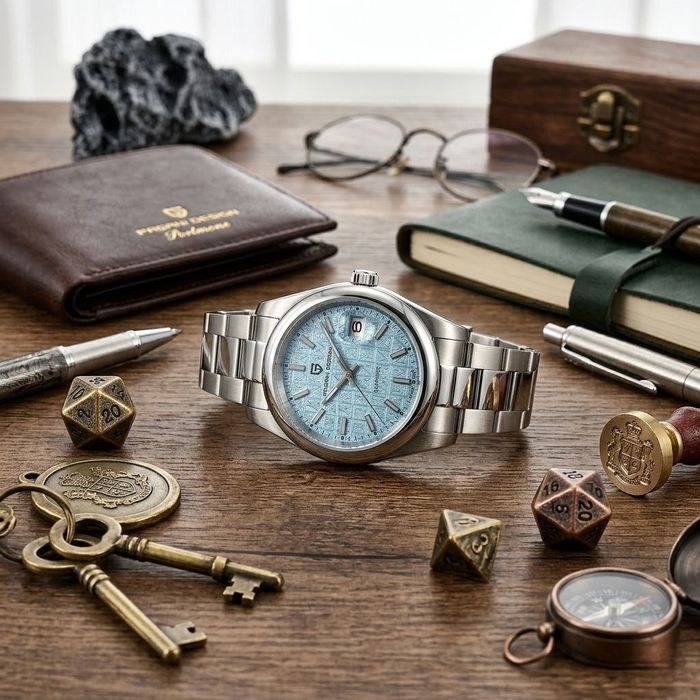 Годинник Pagani Design Silver-Blue - хомаж на Tissot PRX: Сапфір, Сталевий, Кварцовий