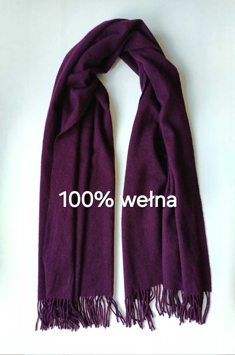 Bardzo duży bordowy szal z wełny mbyM
