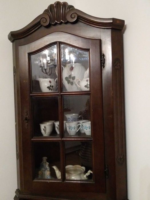 Szafka narożna, witryna drewno