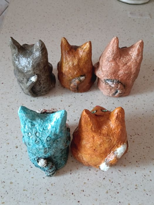 котики папье-маше ручная работа