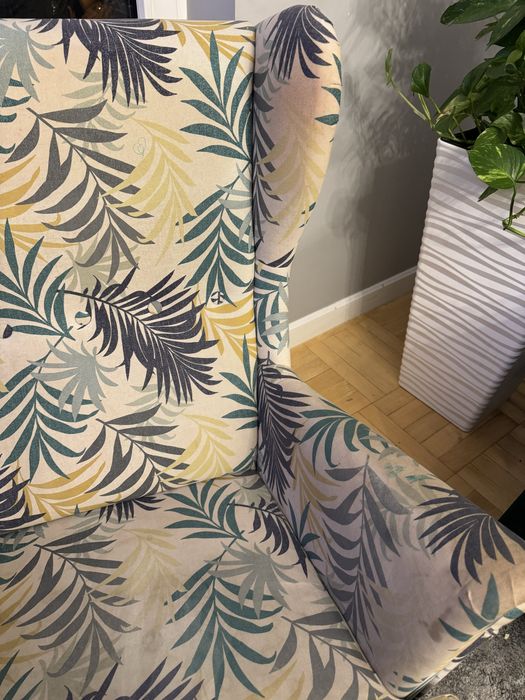 Używany fotel wraz z podstawka pod nogi z Ikea