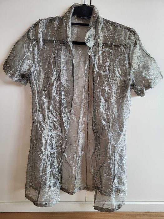 Colete Verde Tropa Semi-Transparente com Bordado - Brunella
