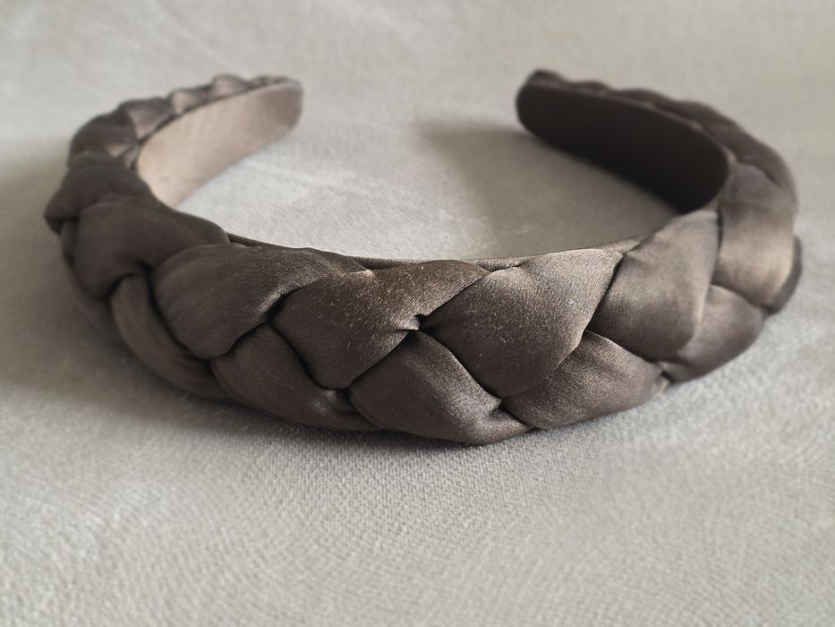 Opaska do włosów jedwab brązowa pleciona