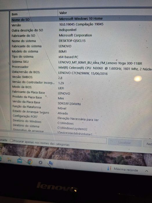 yoga 300-11IBR Lenovo motherboard proc N3060 rest peças sob consulta