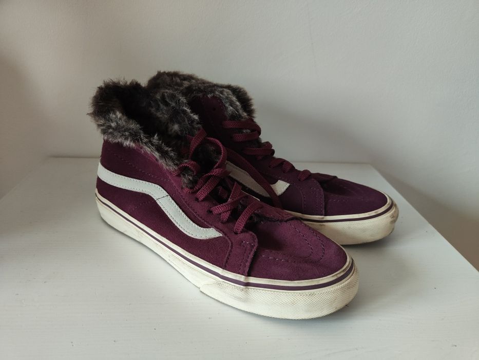 Buty Vans Sk8-Hi slim burgund ocieplane 38, 24 cm
