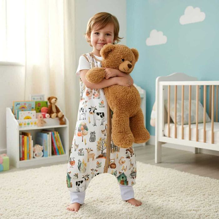 Śpiworek z nogawkami -SKARPETY- 1,5 tog rozmiar 80-86 wzór- Farma